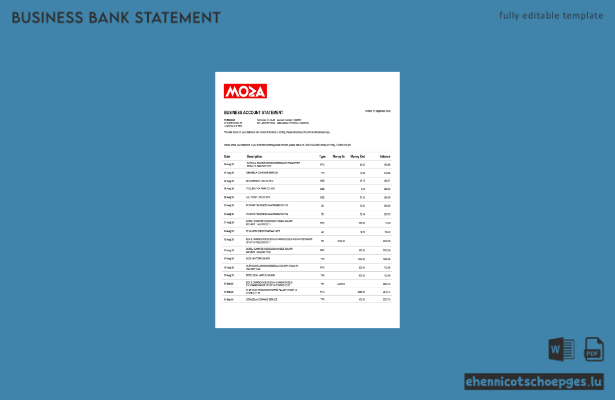 Moza Banco Firmenkontoauszug (Word und PDF) – 1 Beispielvorschau